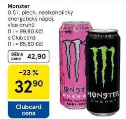 Tesco Monster, 0.5 l, plech, nealkoholický energetický nápoj, více druhů nabídka