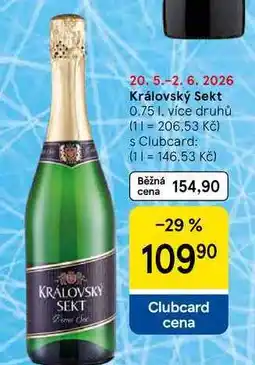 Tesco Královský Sekt, 0.75 l, více druhů nabídka