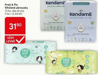 Tesco Fred & Flo Vlhčené ubrousky, 72 ks, dva druhy nabídka