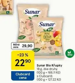 Tesco Sunar Bio Křupky, 18 g. dva druhy nabídka