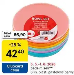 Tesco Sada misek, 6 ks. plast, pastelové barvy nabídka