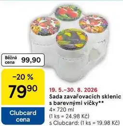 Tesco Sada zavařovacích sklenic s barevnými víčky nabídka