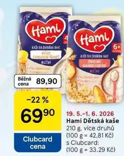 Tesco Hami Dětská kaše, 210 g. více druhů nabídka