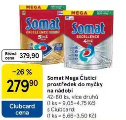 Tesco Somat Mega Čisticí prostředek do myčky na nádobí, 42-80 ks, více druhů nabídka