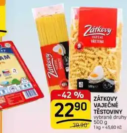 Flop ZÁTKOVY VAJEČNÉ TĚSTOVINY vybrané druhy nabídka