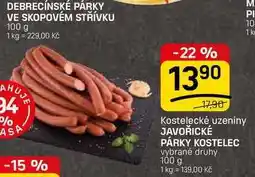 Flop JAVOŘICKÉ PÁRKY KOSTELEC vybrané druhy nabídka