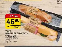 Flop BAGETA SE ŠUNKOVÝM SALÁMEM vybrané druhy nabídka