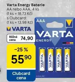 Tesco Varta Energy Baterie AA nebo AAA, 4 ks nabídka