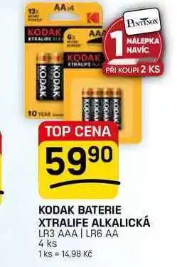 Flop KODAK BATERIE XTRALIFE ALKALICKÁ LR3 AAA | LR6 AA 4 ks 1 ks nabídka