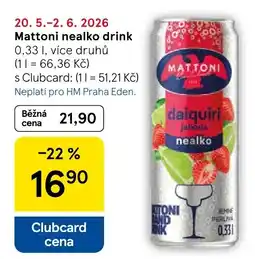 Tesco Mattoni nealko drink nabídka