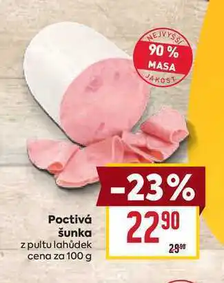 Billa Poctivá šunka z pultu lahůdek cena za nabídka