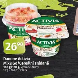 Coop Danone Activia Mix&Go/Cereální snídaně nabídka
