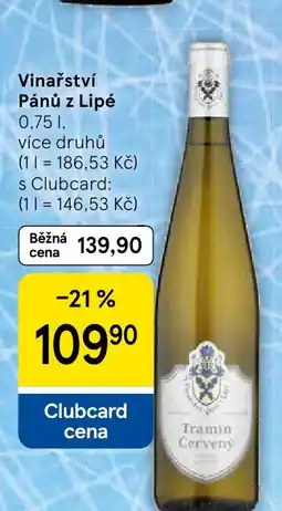Tesco Vinařství Pánů z Lipé nabídka