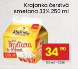 Kubík potraviny Krajanka čerstvá smetana 33% nabídka