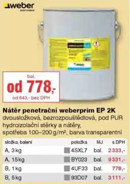 DEK Nátěr penetrační weberprim EP 2K nabídka