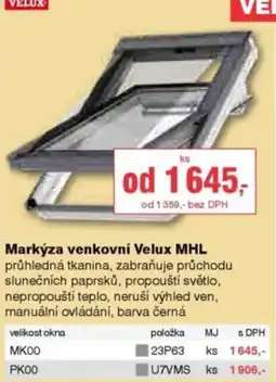 DEK Markýza venkovní Velux MHL nabídka