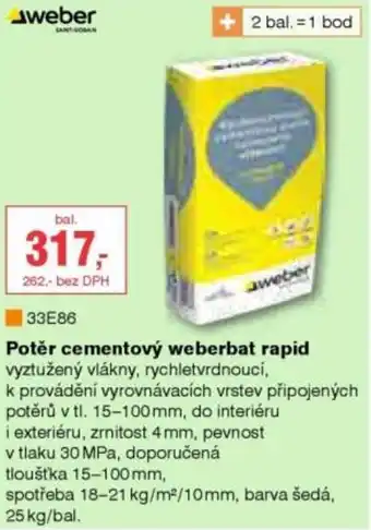 DEK Potěr cementový weberbat rapid nabídka