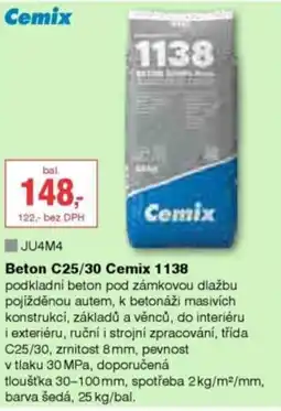 DEK Beton C25/30 Cemix 1138 nabídka