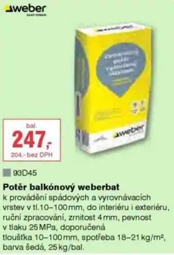 DEK Potěr balkónový weberbat nabídka