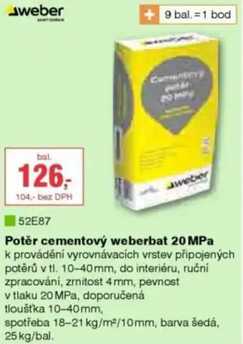 DEK Potěr cementový weberbat 20 MPa nabídka