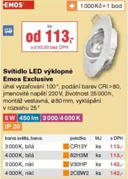 DEK Svítidlo LED výklopné Emos Exclusive nabídka