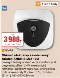 DEK Ohřívač elektrický zásobníkový Ariston ANDRIS LUX 10U nabídka