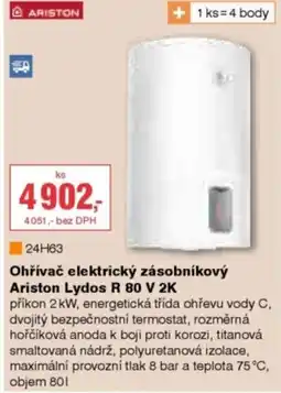 DEK Ohřívač elektrický zásobníkový Ariston Lydos R 80 V 2K nabídka