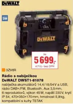DEK Rádio s nabíječkou DeWALT DWST1-81078 nabídka