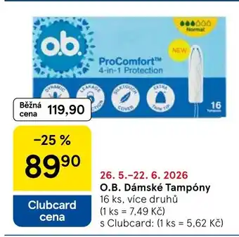 Tesco O.B. Dámské Tampóny nabídka