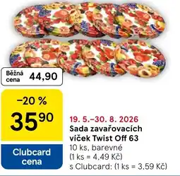 Tesco Sada zavařovacích víček Twist Off 63 nabídka