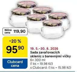 Tesco Sada zavařovacích sklenic s barevnými víčky nabídka