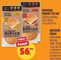 Penny Market BURGER PENNY TO GO různé druhy nabídka