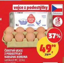 Penny Market ČERSTVÁ VEJCE Z PODESTÝLKY KARLOVA KORUNA velikost M, 10 ks nabídka