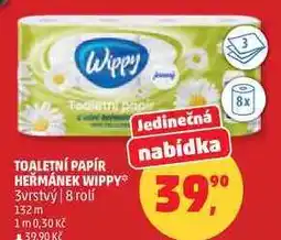Penny Market TOALETNÍ PAPÍR HEŘMÁNEK WIPPY, 3vrstvý | 8 rolí 132 m nabídka