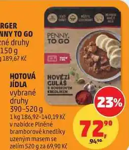 Penny Market HOTOVÁ JÍDLA vybrané druhy nabídka