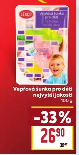 Billa Vepřová šunka pro děti nejvyšší jakosti nabídka