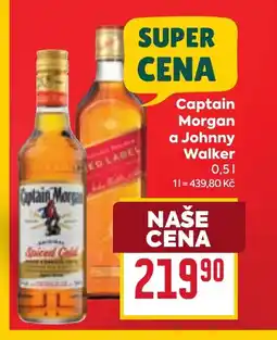 Billa Captain Morgan a Johnny Walker nabídka