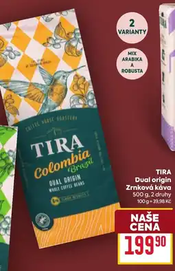 Billa TIRA Dual origin Zrnková káva nabídka