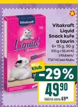Billa Vitakraft Liquid Snack kuře a taurin 6x 15 g, 90 g nabídka