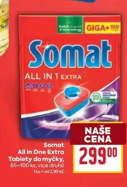 Billa Somat All in One Extra Tablety do myčky, 65-100 ks nabídka