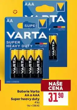 Billa Baterie Varta AA a AAA Super heavy duty 4 ks nabídka