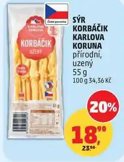 Penny Market SÝR KORBÁČIK KARLOVA KORUNA přírodní, uzený nabídka