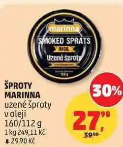 Penny Market ŠPROTY MARINNA uzené šproty v oleji, 160/112 g nabídka