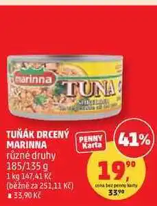 Penny Market TUŇÁK DRCENÝ MARINNA různé druhy, 185/135 g nabídka