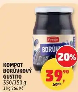 Penny Market KOMPOT BORŮVKOVÝ GUSTITO, 350/150 g nabídka