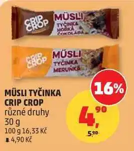 Penny Market MÜSLI TYČINKA CRIP CROP různé druhy nabídka