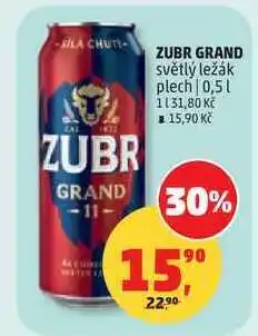 Penny Market ZUBR GRAND světlý ležák plech nabídka