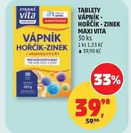 Penny Market TABLETY VÁPNÍK - HOŘČÍK - ZINEK MAXI VITA, 30 ks nabídka
