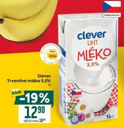 Billa Clever Trvanlivé mléko 3,5% nabídka