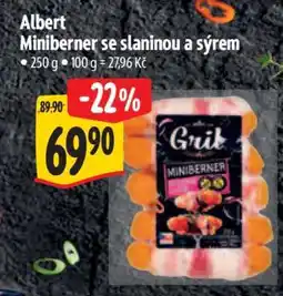 Albert Albert Miniberner se slaninou a sýrem nabídka